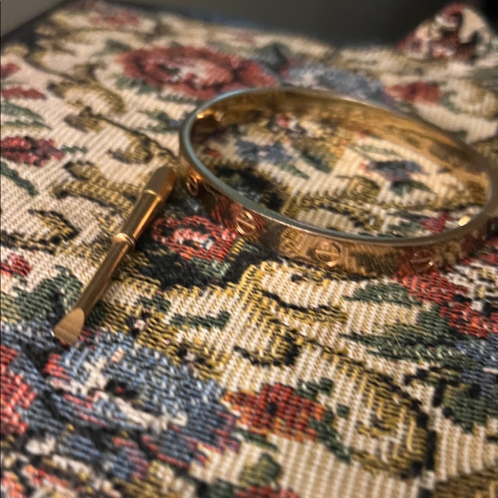 Cartier Rose Gold Love Screw Motif Bangle Bracelet